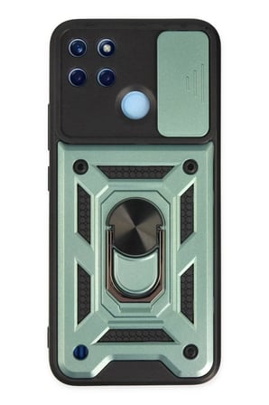 Newface Realme C25Y Kılıf Pars Lens Yüzüklü Silikon - Yeşil