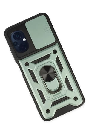 Newface Xiaomi Poco M5 Kılıf Pars Lens Yüzüklü Silikon - Yeşil
