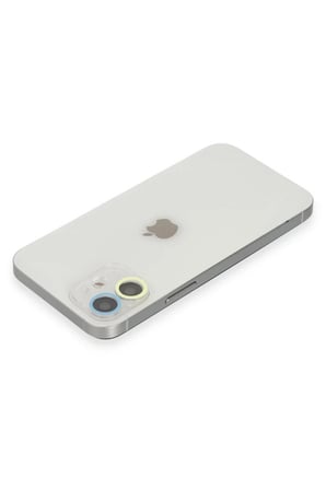 Newface Apple iPhone 12 Renkli Kamera Lens Koruma Cam - Sarı-Mavi