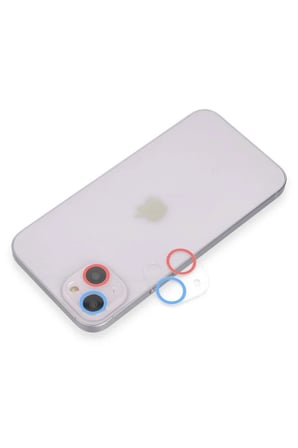 Newface Apple iPhone 13 Renkli Kamera Lens Koruma Cam - Pembe-Mavi