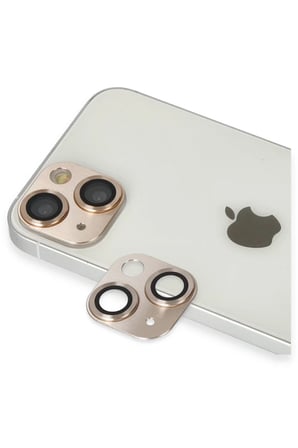 Newface Apple iPhone 13 Pers Alüminyum Kamera Lens - Gold