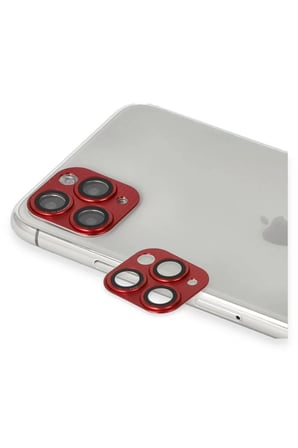 Newface Apple iPhone 11 Pro Max Pers Alüminyum Kamera Lens - Kırmızı