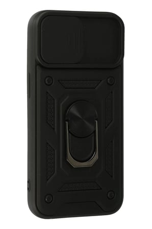 Newface Apple iPhone 15 Kılıf Pars Lens Yüzüklü Silikon - Siyah
