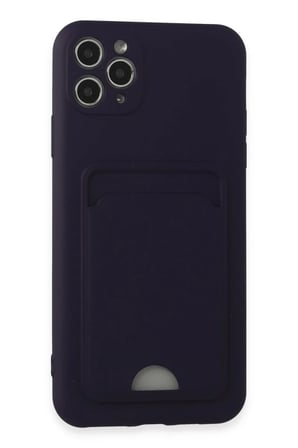 Newface Apple iPhone 11 Pro Max Kılıf Kelvin Kartvizitli Silikon - Derin Mor