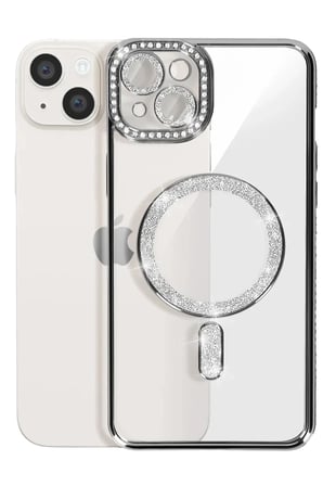Newface Apple iPhone 15 Kılıf Joke Simli Magneticsafe Kılıf - Siyah