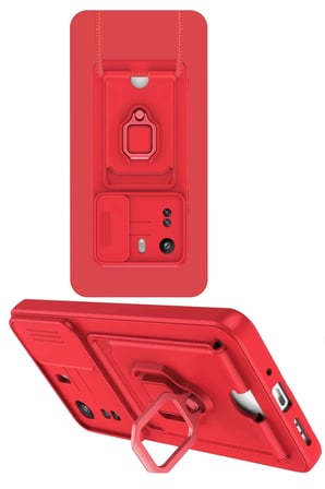 Newface Xiaomi Redmi 13C Kılıf Zuma Kartvizitli Yüzüklü Silikon - Kırmızı