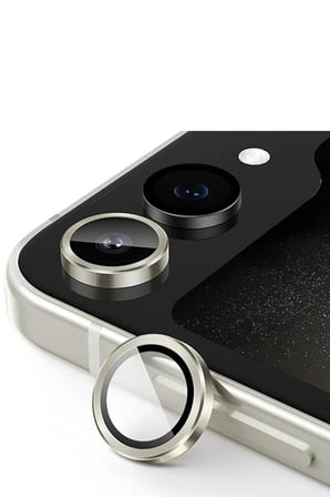 Newface Samsung Galaxy Z Flip 5 Valdez Metal Kamera Lens - Krem