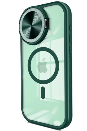 Newface Apple iPhone 15 Pro Kılıf Teleskop Lens Magsafe Silikon Kapak - Koyu Yeşil