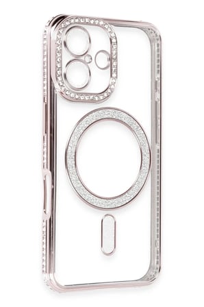 Newface Apple iPhone 16 Kılıf Joke Simli Magneticsafe Kılıf - Pembe