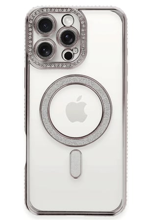 Newface Apple iPhone 16 Pro Kılıf Joke Simli Magneticsafe Kılıf - Pembe