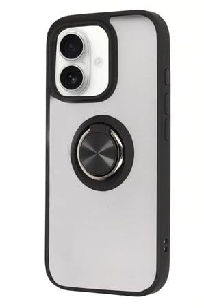 Newface Apple iPhone 16 Kılıf Montreal Yüzüklü Silikon Kapak - Siyah