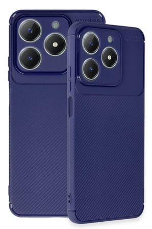 Newface Realme C61 Kılıf Auto Focus Karbon Kapak - Lacivert