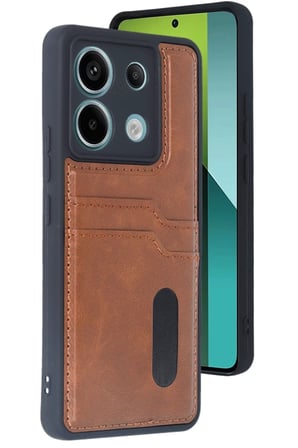 Newface Xiaomi Redmi Note 13 Pro 4G Kılıf Sara Kartvizitli Deri Kılıf - Taba