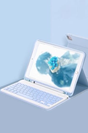 Newface Apple iPad Pro 11 (2024) Kılıf KC01 Smart Klavyeli Tablet Kılıfı - Açık Mavi