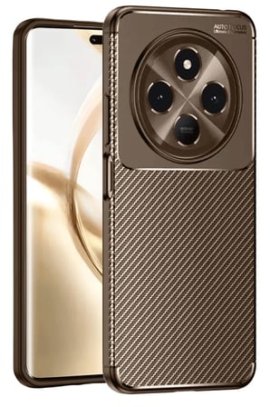 Newface Tecno Spark 30 Kılıf Auto Focus Karbon Kapak - Kahverengi