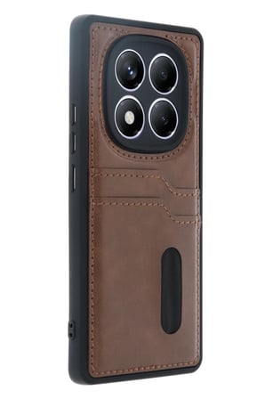 Newface Xiaomi Redmi Note 14 Pro 4G Kılıf Sara Kartvizitli Deri Kılıf - Taba