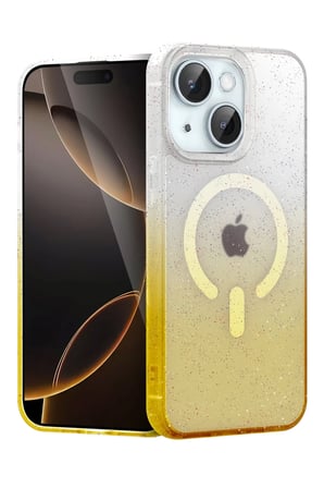 Newface Apple iPhone 14 Pummel Shiny Magsafe Kapak - Gold