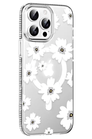 Joko Apple iPhone 14 Pro Max Floral Magsafe Kapak - Beyaz