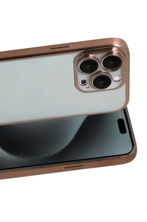 Newface Apple iPhone 15 Pro Max Razer Lensli Silikon - Çöl Titanyum