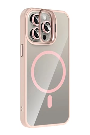 Joko Apple iPhone 15 Pro Max Remim Lensli Magsafe Standlı Kapak - Pembe