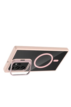 Joko Samsung Galaxy S23 Ultra Remim Lensli Magsafe Standlı Kapak - Pembe