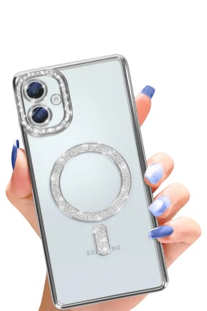 Newface Samsung Galaxy A06 Joke Simli Magneticsafe Kılıf - Gümüş
