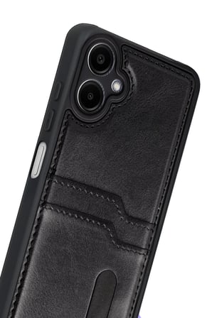 Newface Samsung Galaxy A07 4G Sara Kartvizitli Deri Kılıf - Siyah