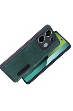Newface Xiaomi Redmi 15C 4G Sara Kartvizitli Deri Kılıf - Yeşil