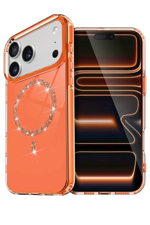 Newface Apple iPhone 17 Pro Live Diamond Magsafe Kapak - Turuncu