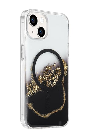 Onegif Apple iPhone 14 Lotus Simli Magsafe Kapak - Siyah