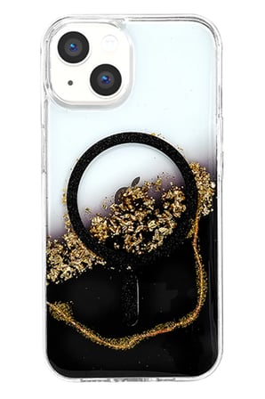 Onegif Apple iPhone 14 Lotus Simli Magsafe Kapak - Siyah