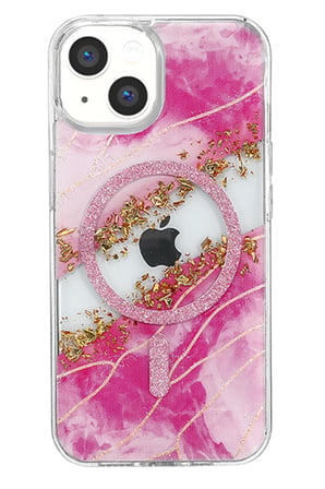 Onegif Apple iPhone 15 Lotus Simli Magsafe Kapak - Pembe