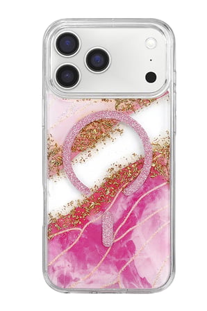 Onegif Apple iPhone 17 Pro Lotus Simli Magsafe Kapak - Pembe