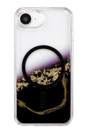 Onegif Apple iPhone 17E Lotus Simli Magsafe Kapak - Siyah