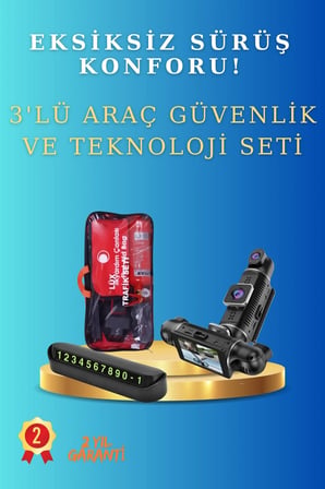 Araç İçi 3'lü Avantaj Seti - Eksiksiz Güvenlik ve Konfor Paketi (Evrensel Tüm Araçlarla Uyumlu)