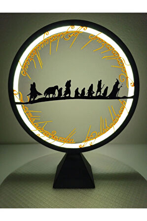 LOTR Orta Dünya Temalı Dekoratif LED Masa Lambası – Değiştirilebilir Ön Tasarımlı