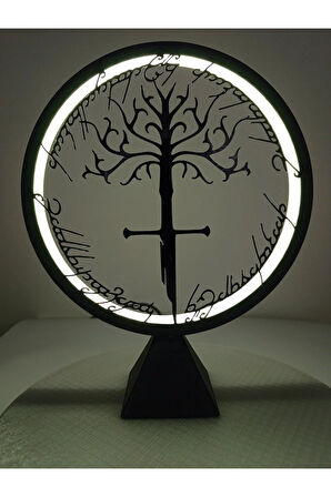 LOTR Orta Dünya Temalı Dekoratif LED Masa Lambası – Değiştirilebilir Ön Tasarımlı