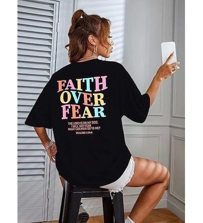 Bisiklet Yaka Baskılı T-shirt - Siyah