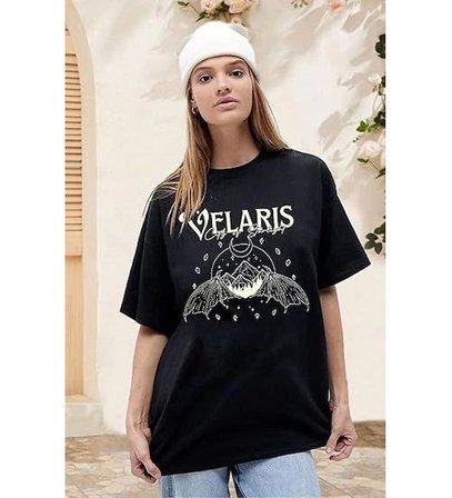Bisiklet Yaka Baskılı T-shirt - Siyah