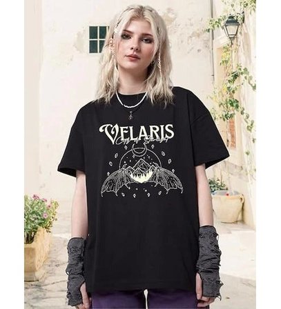 Bisiklet Yaka Baskılı T-shirt - Siyah
