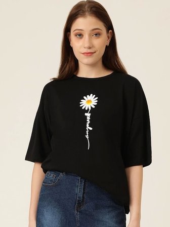 Baskılı T-shirt - Siyah