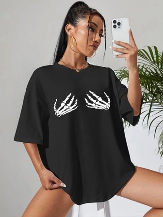 Baskılı T-shirt - Siyah