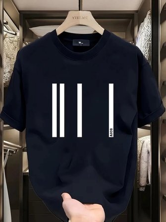Baskılı Oversize Bisiklet Yaka T-shirt - Siyah