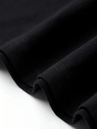 Baskılı Oversize Bisiklet Yaka T-shirt - Siyah