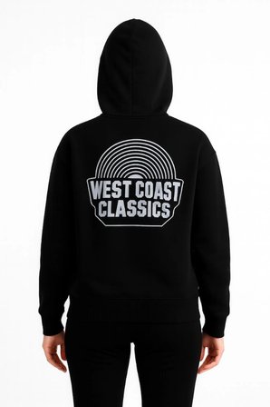 Üç İplik Kapüşonlu Ön Ve Arka Baskılı SweatShirt Hoodie - Siyah