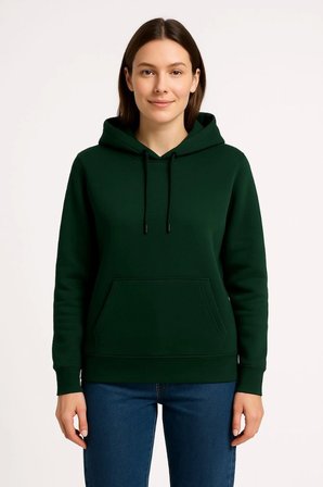 Üç İplik Kapüşonlu Kanguru Çepli SweatShirt Hoodie - Haki