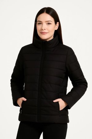 Bomber Mont Ceket – Su İtici Kumaş, Kapitone Astarlı, Fermuarlı, Kışlık - Siyah