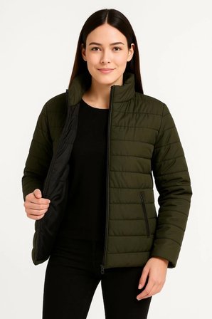 Bomber Mont Ceket – Su İtici Kumaş, Kapitone Astarlı, Fermuarlı, Kışlık - Haki