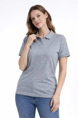 Pike Kumaş Düğmeli Yaka Regular Rahat Günlük Kısa Kol Tişört T-shirt - Gri