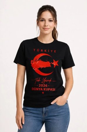 TÜRKİYE Ay Yıldız 2026 Dünya Kupasi Taraftar Forma T-Shirt - Siyah